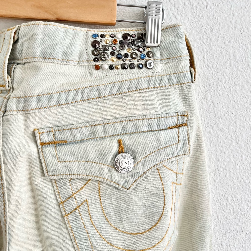 VTG RARE True Religion Billy Low Rise Diamond Stud Straight Leg Denim Jeans 27 - Picture 5 of 9